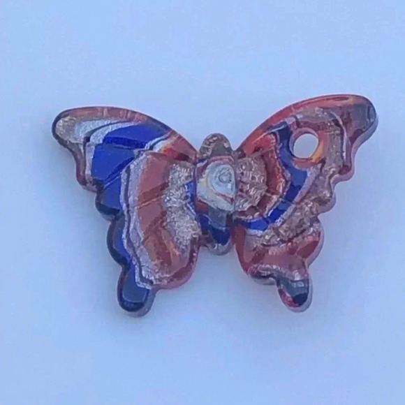 Gorgeous Brown & Gold Murano Glass Butterfly Necklace Pendant NWT - Picture 2 of 4